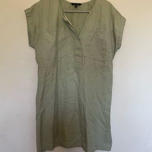 Banana republic army green linen dress with belt